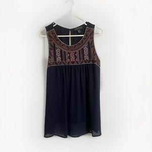Black Embroidered Sleeveless Top